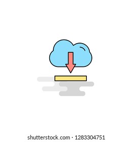 Flat Cloud downloading  Icon. Vector