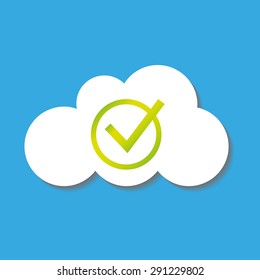 flat cloud icon with check symbol