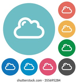 Flat cloud icon set on round color background.