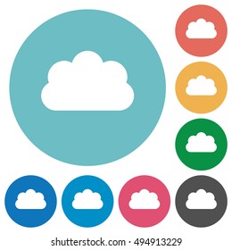 Flat cloud icon set on round color background.