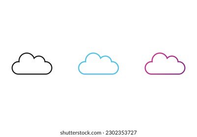 Flat cloud icon set symbol vector Illustration