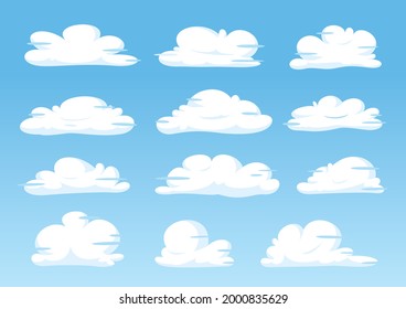 Flat cloud illustration collection. Cute cartoon cloud set.
