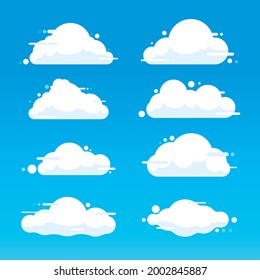 Flat cloud illustration collection. Cute cartoon cloud set.