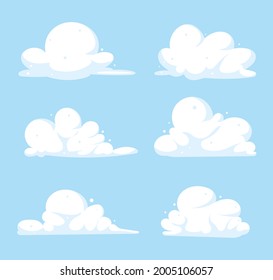 Flat cloud illustration collection. Cute cartoon cloud set.