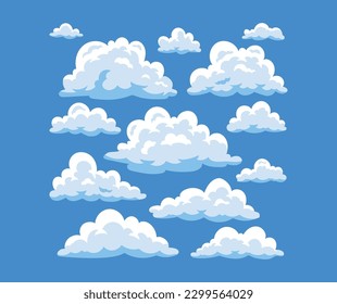 flat cloud set in vector
