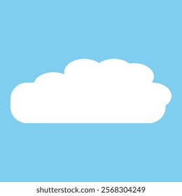 Flat cloud. Simple cloudy shapes. Cartoon white puffy, fluffy and cumulus clouds in blue sky. Abstract comic weather elements. Cloud icon. Eps 10.