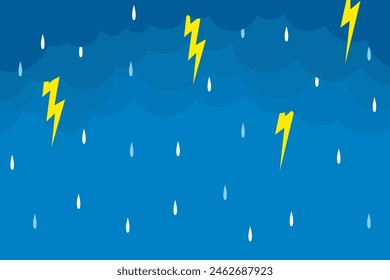 flat clouds with falling rain background illustration