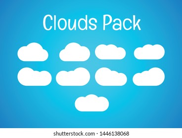 Flat Clouds İcon Set -  Eps Download 