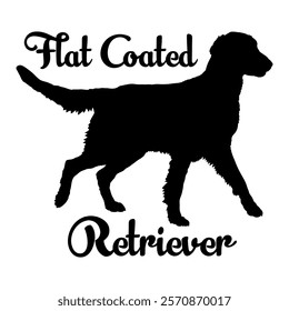 Flat Coated Retriever dog silhouette, dog, dog breeds, logo, vector, silhouette, animal, illustration, icon, sign, design, black, symbol, pet, love
