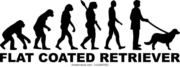 Flat Coated Retriever evolution with word in black 