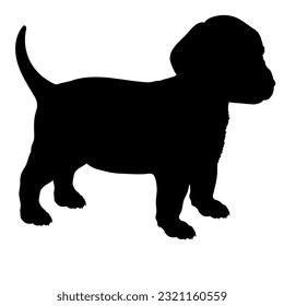 Flat Coated Retriver Dog puppies silhouette. Baby dog silhouette. Puppy