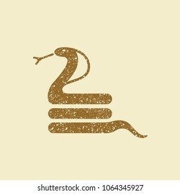 Flat cobra icon rolled up with a ring in grunge style