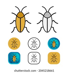 Flat Cockroach Insect Icon Collection