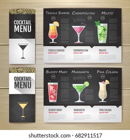 Flat Cocktail concept design. Corporate identity. Document template