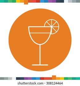 Flat cocktail icon with an orange in a circle.