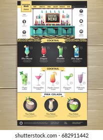 Flat cocktail menu concept Web site design. Corporate identity.