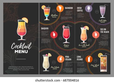 Flat Cocktail  Menu Design. 