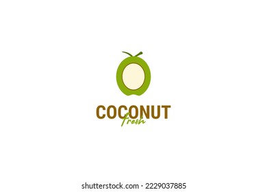 Flat coconut icon logo design vector template illustration