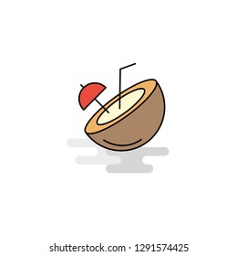 Flat Coconut Icon. Vector