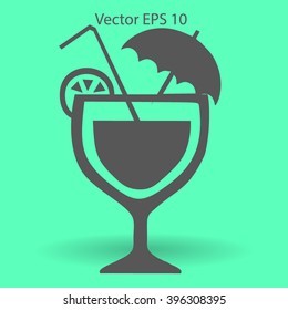 Flat coctail icon.