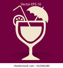 Flat coctail icon.