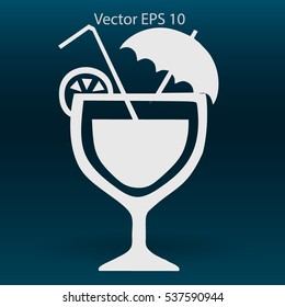 Flat coctail icon.