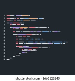 Flat code image with color lines and dark background.
