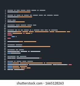 Flat code image with color lines and dark background.