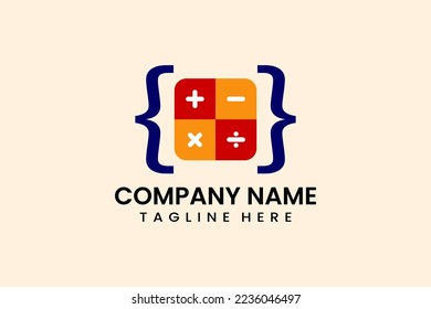 Flat Code Mathematics logo concept vector coding programmer logo template illustration