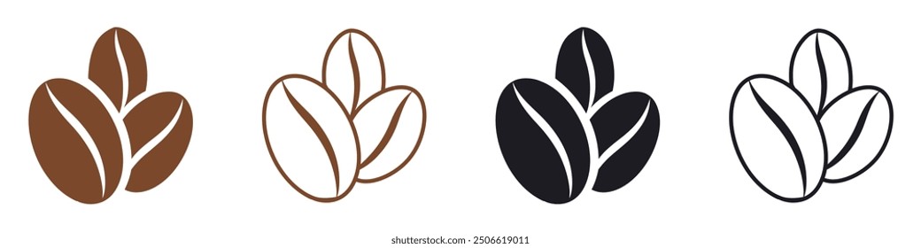 Flat coffee beans vector design. Caffeine sign.