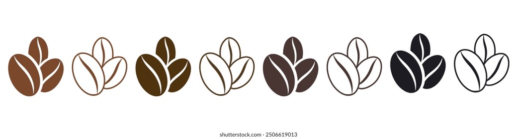 Flat coffee beans vector design. Caffeine sign.