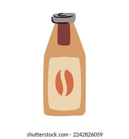 botella de café plana sobre blanco
