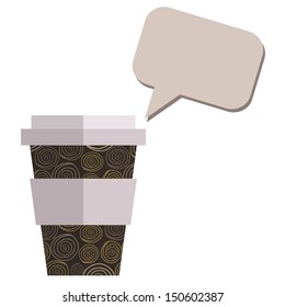 flat coffee cup with bubble speech