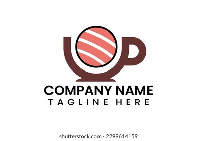 Icono de logotipo de sushi para taza de café plana ilustración de diseño vectorial