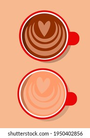 Flat Coffee Cup With Top View