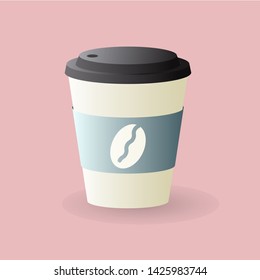 flat coffee cup vector  illustration on pink background