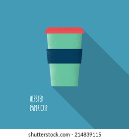 Flat Coffee Hipster Paper Cup - Vector Illustration