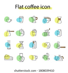 Flat coffee icon. Line icon