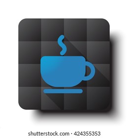 Flat Coffee icon on black app button with drop shadow