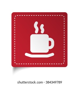 Flat Coffee icon on red sticker