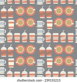 flat coffee icons seamless pattern