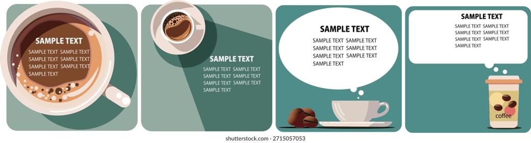 Flat Coffee Illustration with Copy Space for Cafe Design