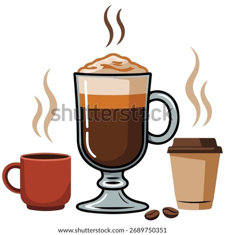 flat coffee illustration isolated vector on white background