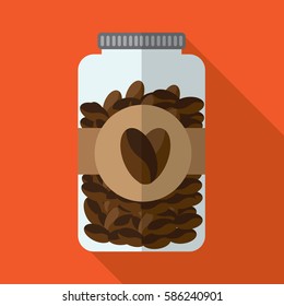 Flat coffee jar icon.