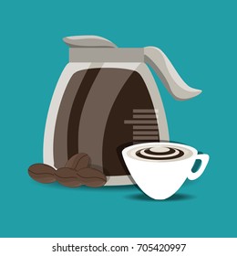 flat coffee maker and cup concept types coffee drinks