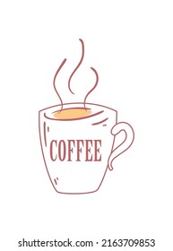 flat coffee mug illustration over white