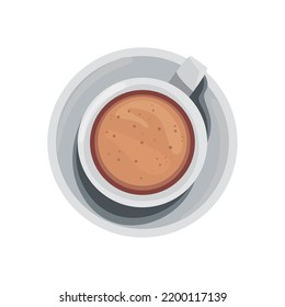 flat coffee mug top view over white