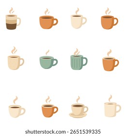 Flat Coffee Mug with Two-Tone Layers Set