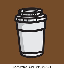 flat coffee paper cup design for modern coffee shop vector illustrator eps