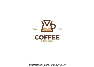 Flat coffee paper filter dripper logo design vector template